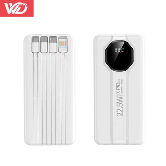 Power Bank 10.000 mAh – 22.5W Fast Charge sa ugrađenim kablovima