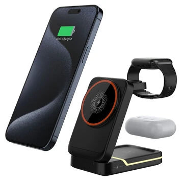 3u1 MagSafe Bežični Punjač - Brzi punjač za telefon, sat i slušalice