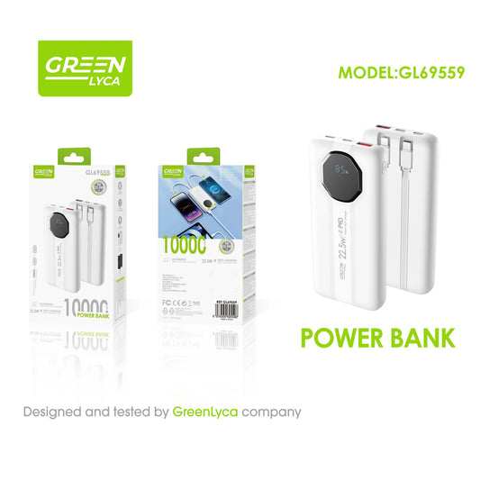 Power Bank 10.000 mAh – 22.5W Fast Charge sa ugrađenim kablovima