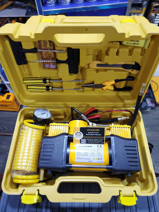 Kompresor za gume 12V-2 cilindra + alat za krpljenje guma