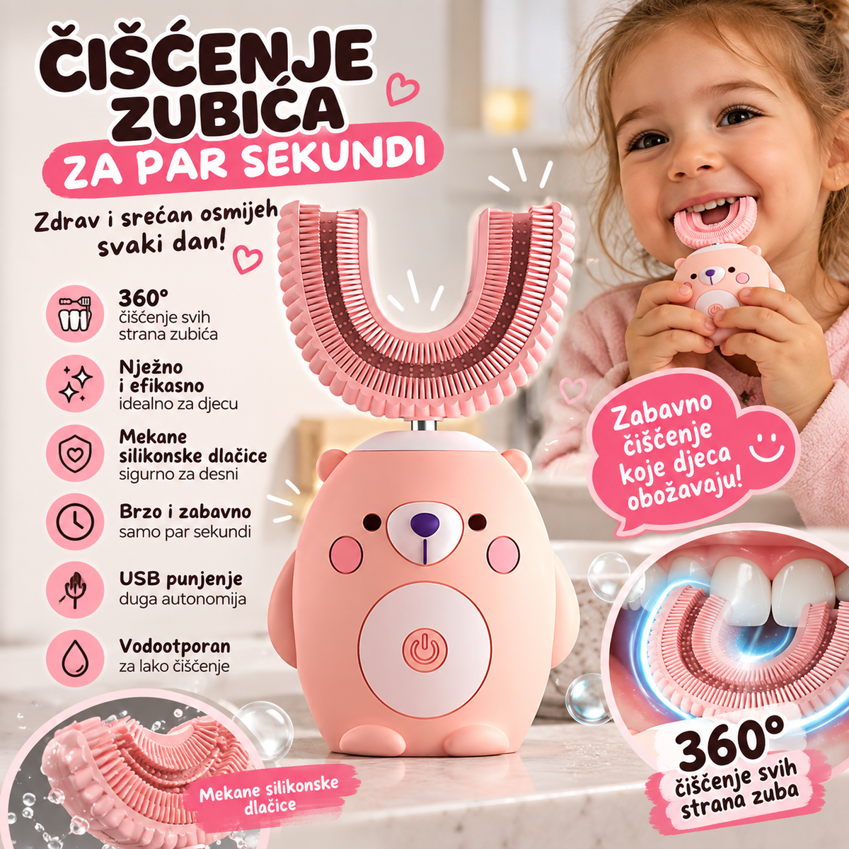 Dječija 360° električna četkica za zube